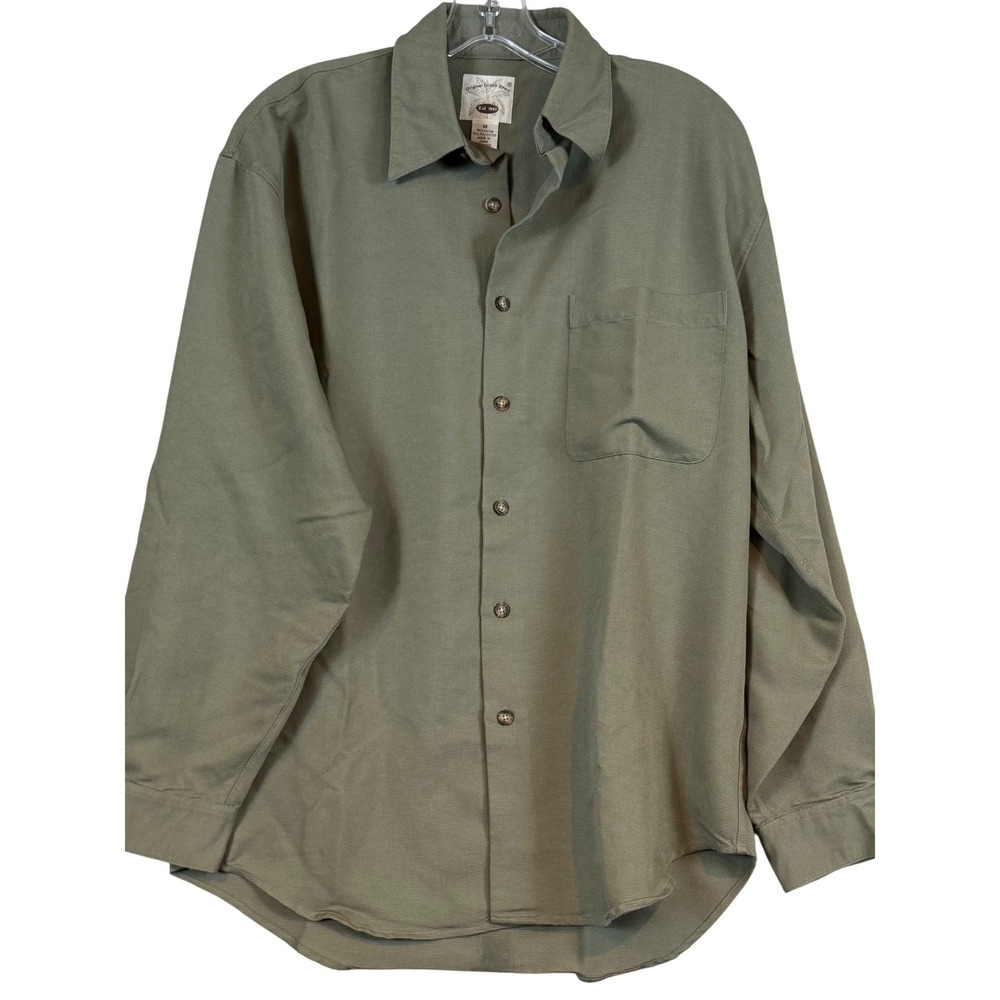 Original Island Sport Men Olive Green Rayon Blend Button Down Shirt •M• Gorpcore